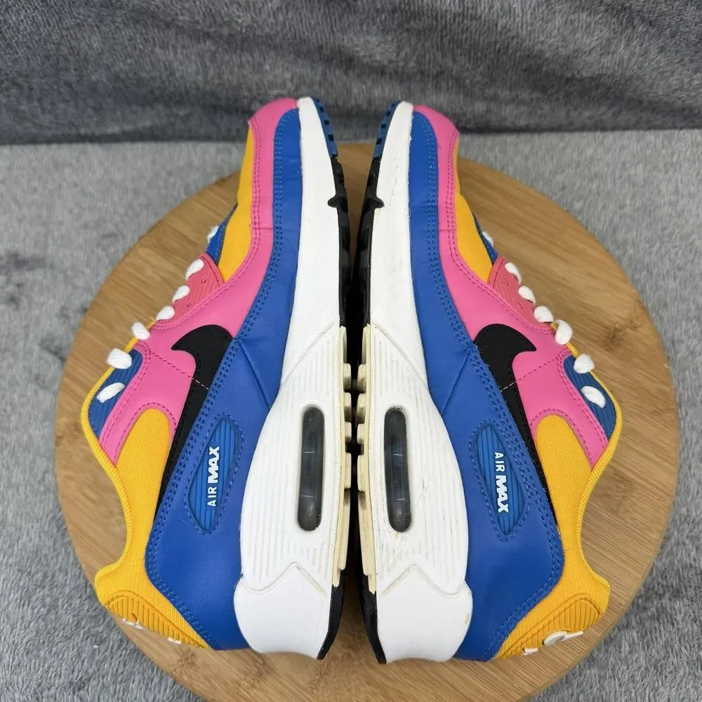 Nike Air Max 90 Shoes Boys Size 7Y Yellow Pink Blue Casual Sneakers CD6864-700